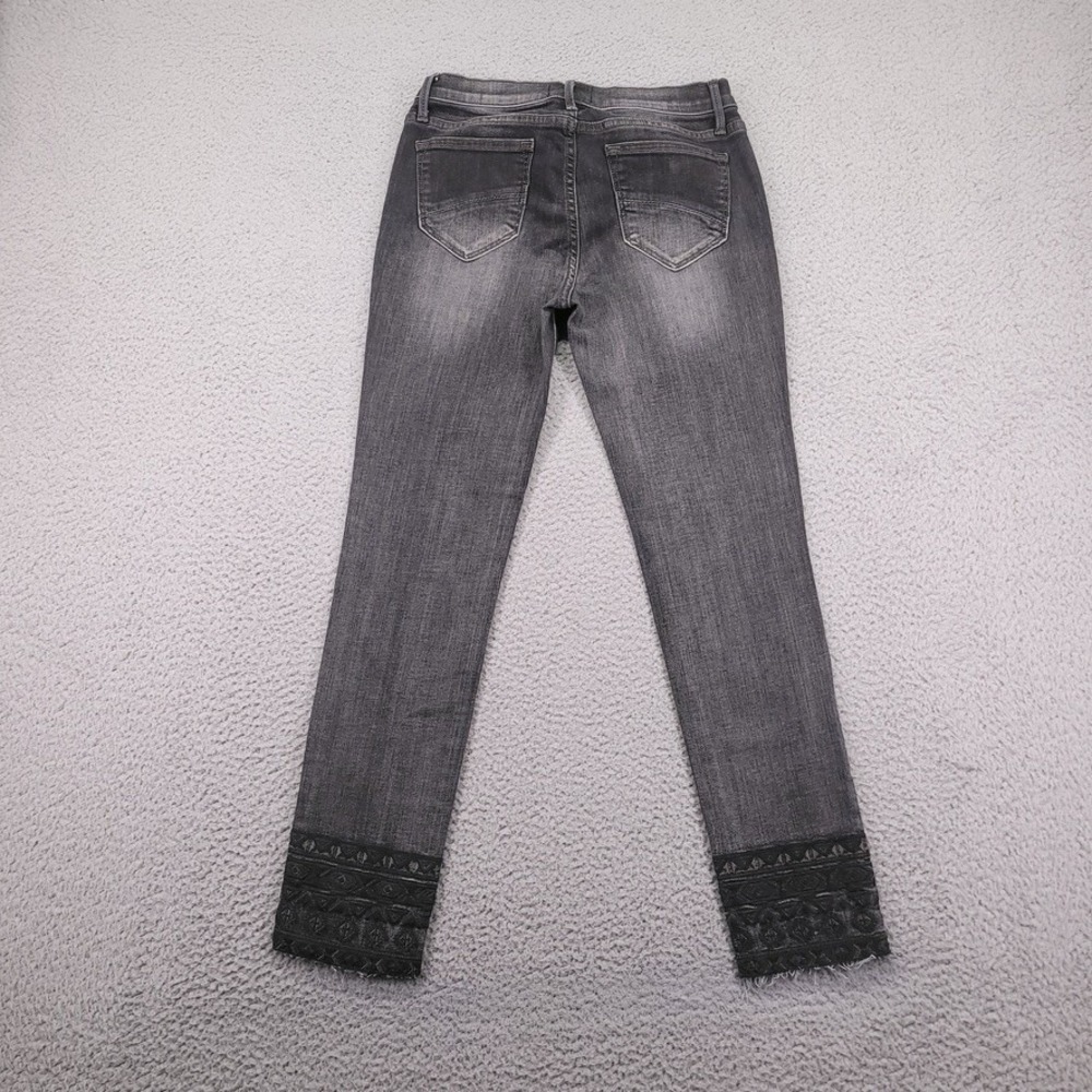 Driftwood Jackie Skinny Jeans Womens 26 Gray Embroidered Low Rise Boho Denim